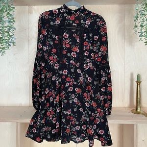 Long Sleeve High Neck Floral Dress
